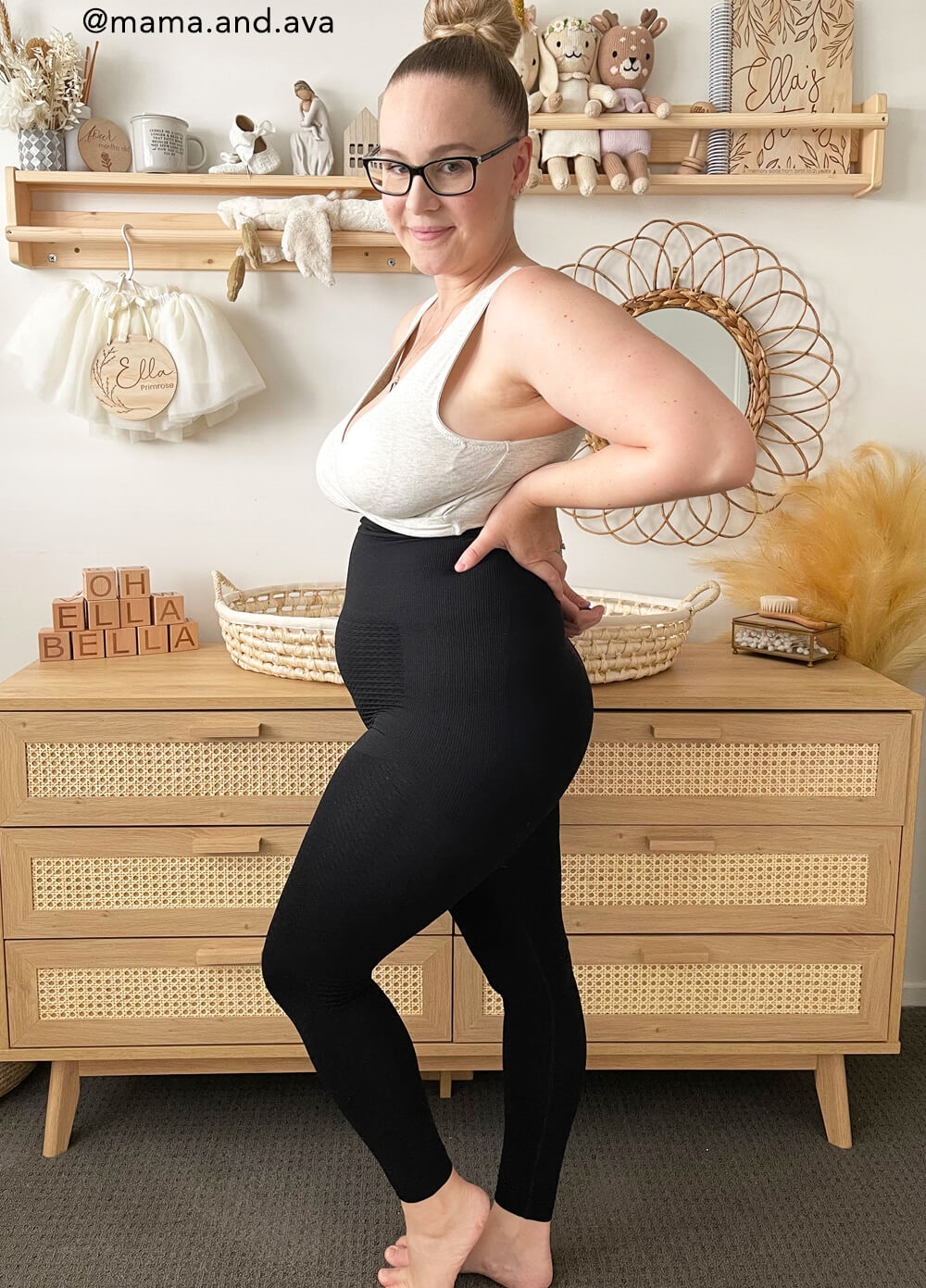 Queen Bee - High Waist Postpartum Recovery Leggings in Black