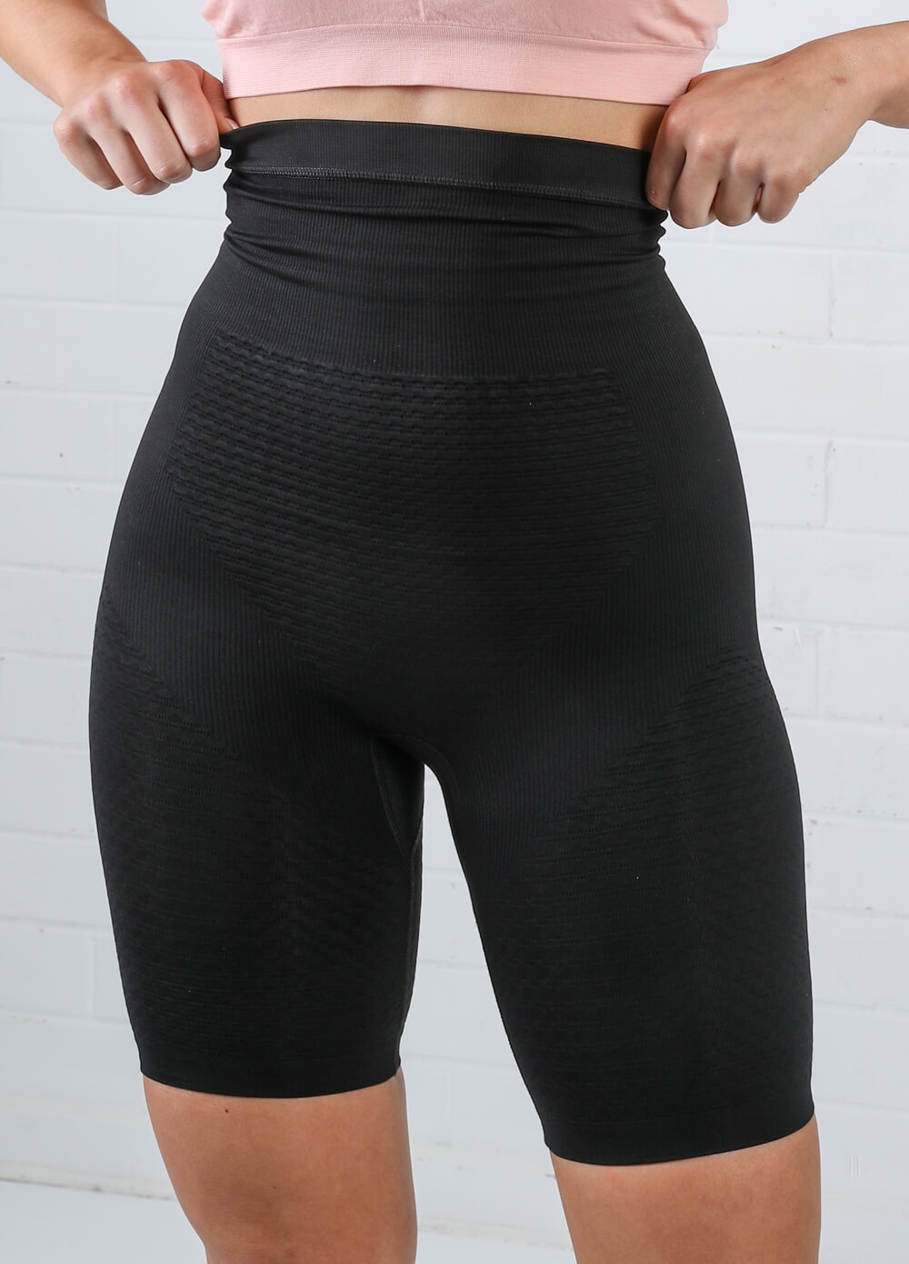 High Waist Postpartum Recovery Shorts in Black by Queen Bee 