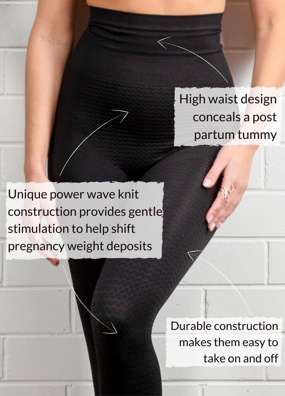 Queen Bee - High Waist Postpartum Recovery Leggings in Black