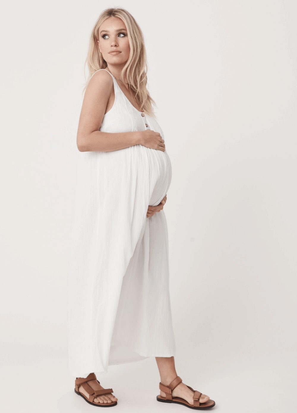 Legoe - Arabella Maternity Nursing Maxi Dress - White | Queen Bee