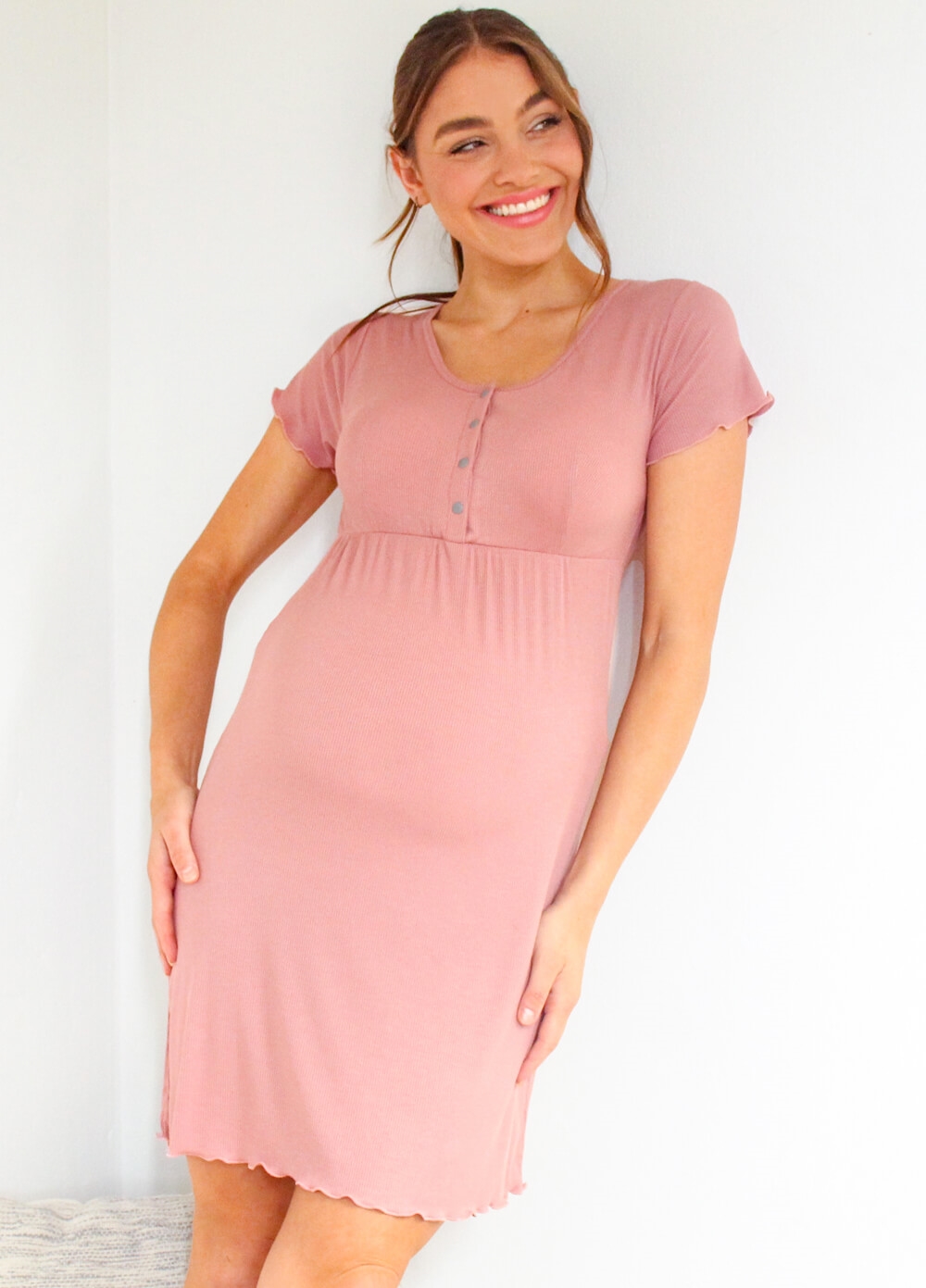 Lait Co Jules Be With You Nursing Lounge Dress in Rose