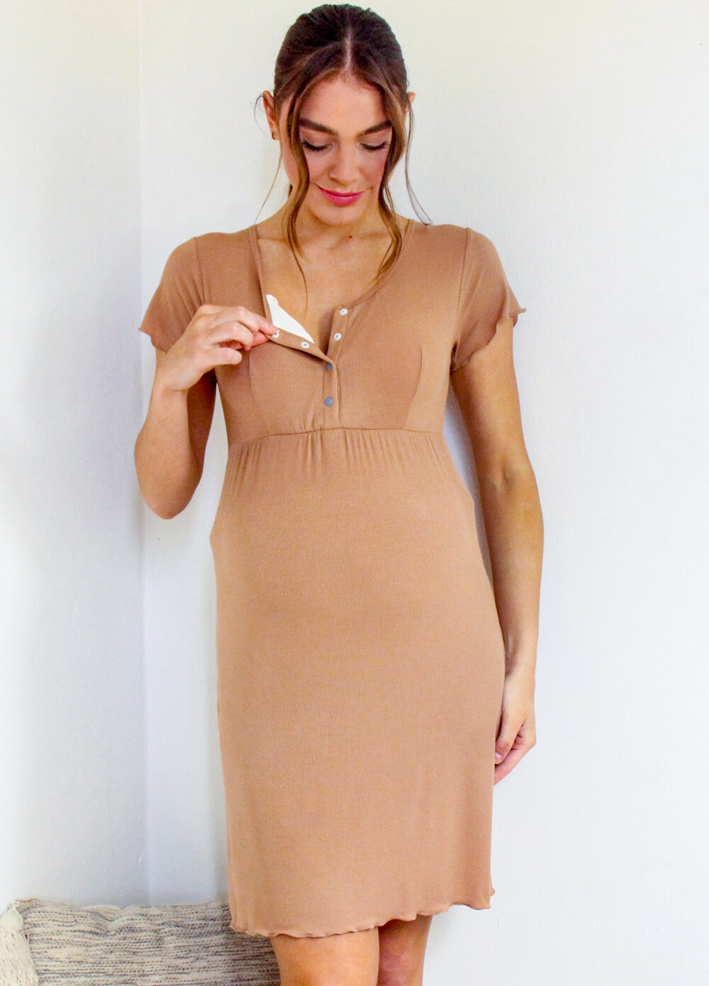 Lait & Co - Jules Be With You Nursing Lounge Dress in Sepia