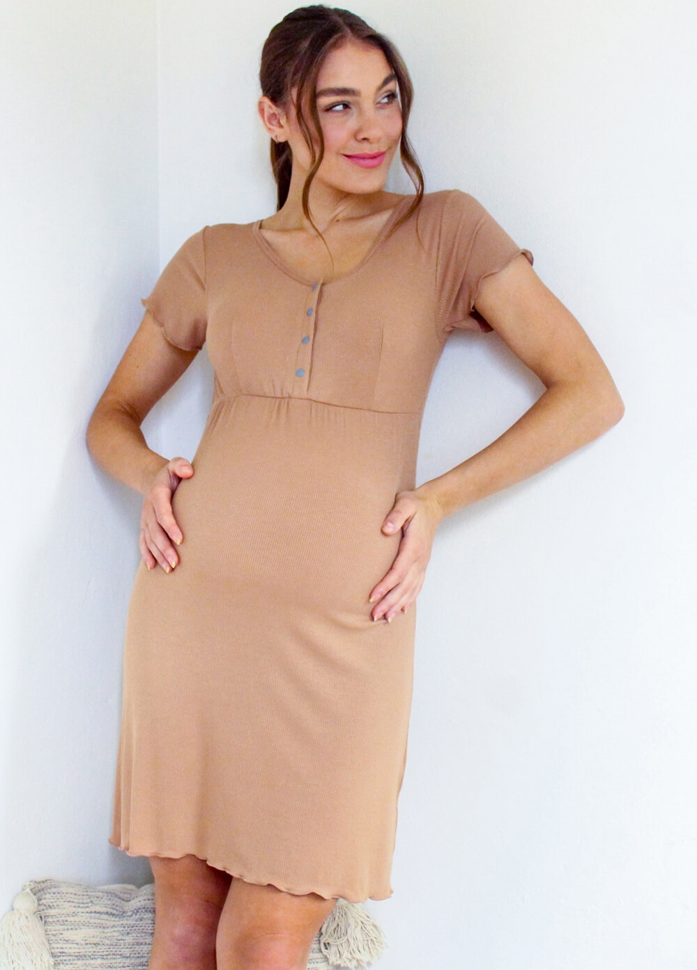 Lait & Co - Jules Be With You Nursing Lounge Dress in Sepia