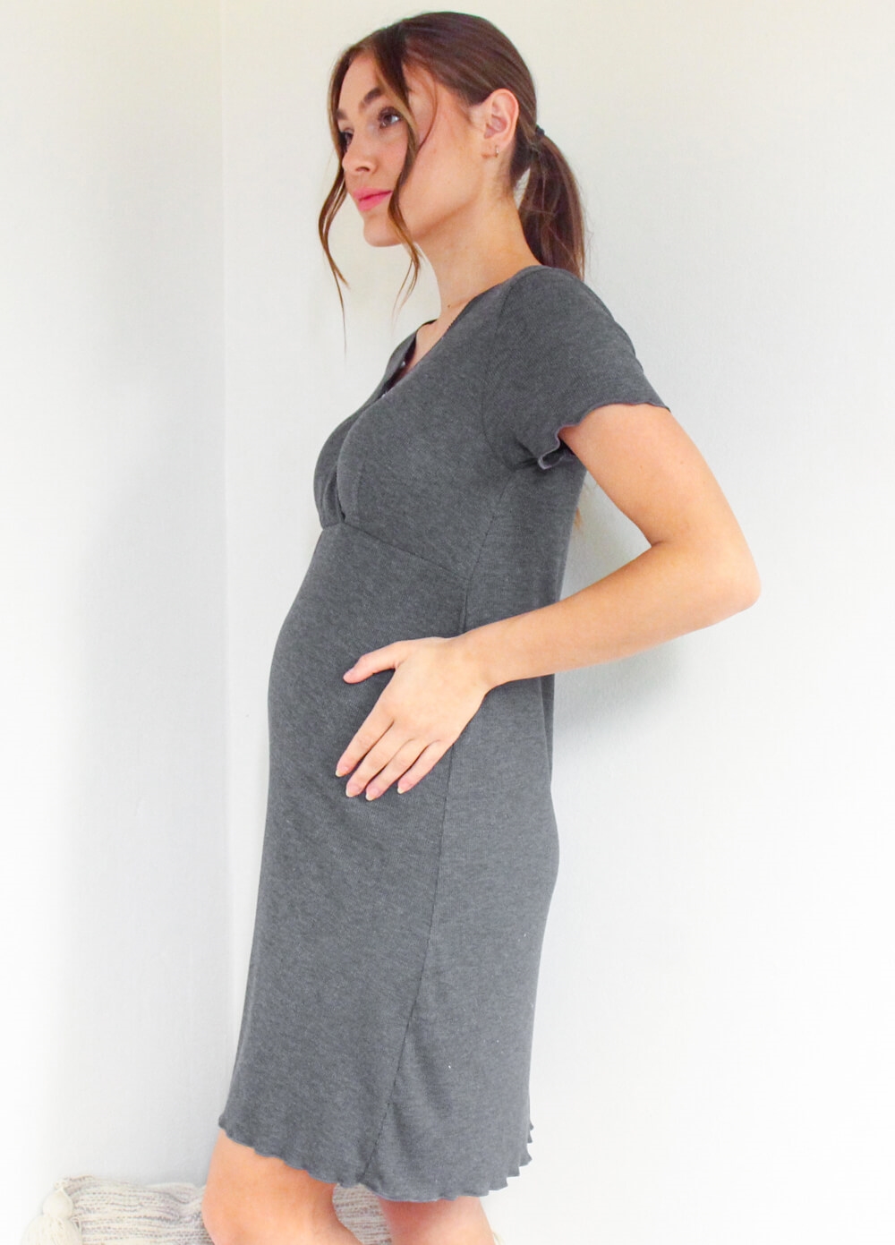 Lait & Co - Lavern Precious Times Nursing Dress in Charcoal