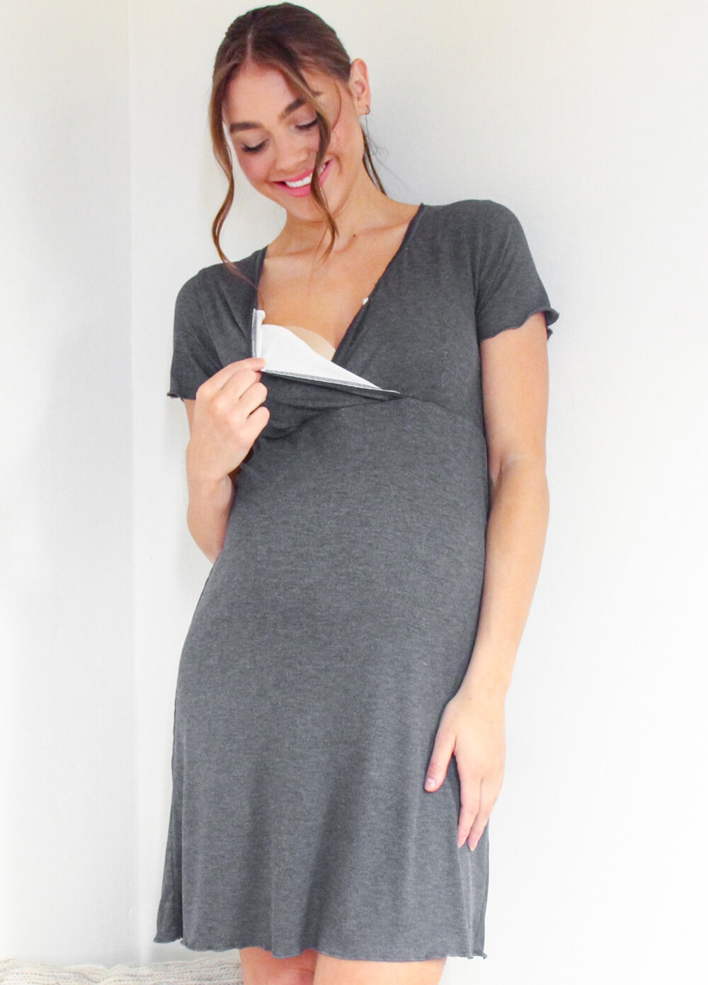 Lait & Co - Lavern Precious Times Nursing Dress in Charcoal