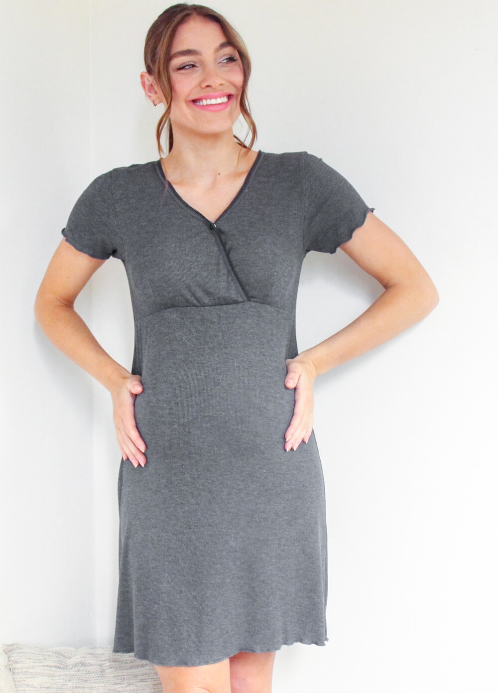 Lait & Co - Lavern Precious Times Nursing Dress in Charcoal