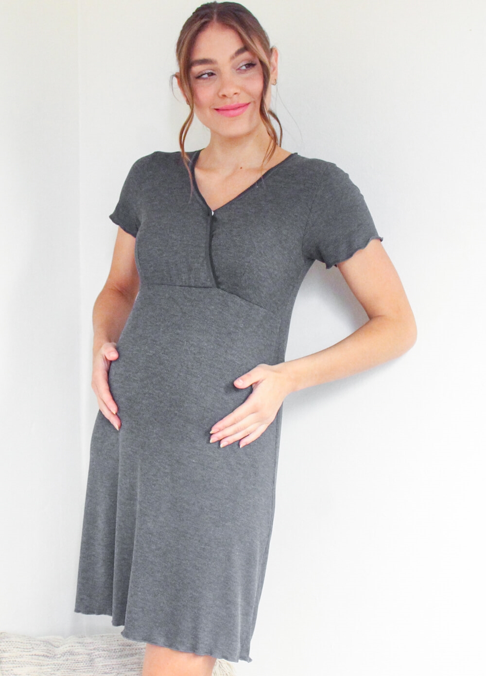 Lait & Co - Lavern Precious Times Nursing Dress in Charcoal