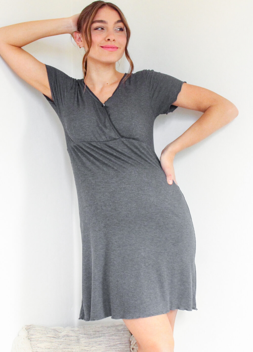 Lait & Co - Lavern Precious Times Nursing Dress in Charcoal