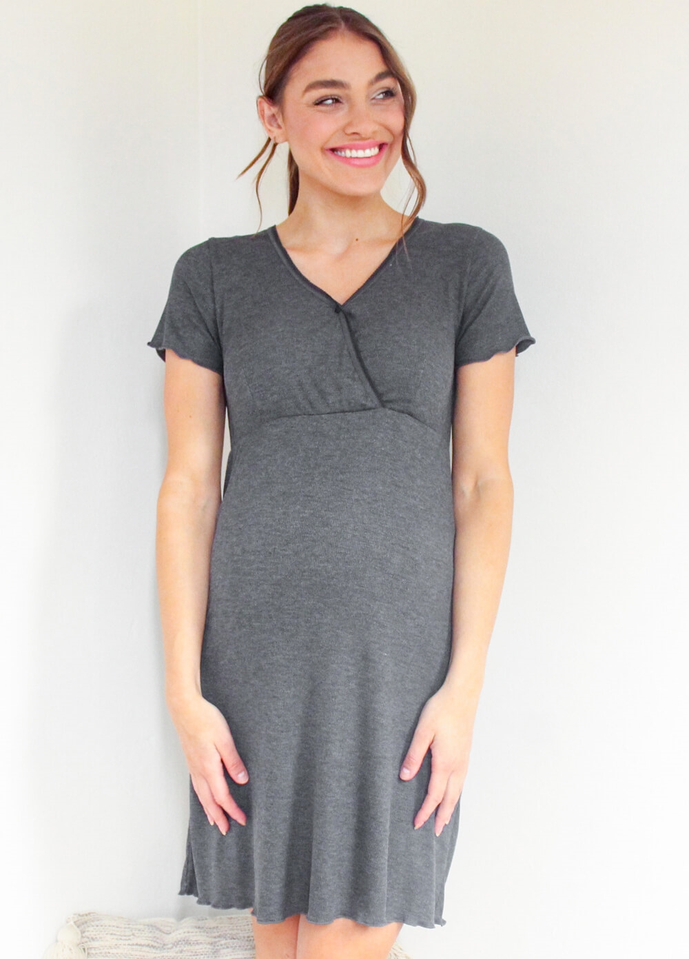 Lait & Co - Lavern Precious Times Nursing Dress in Charcoal