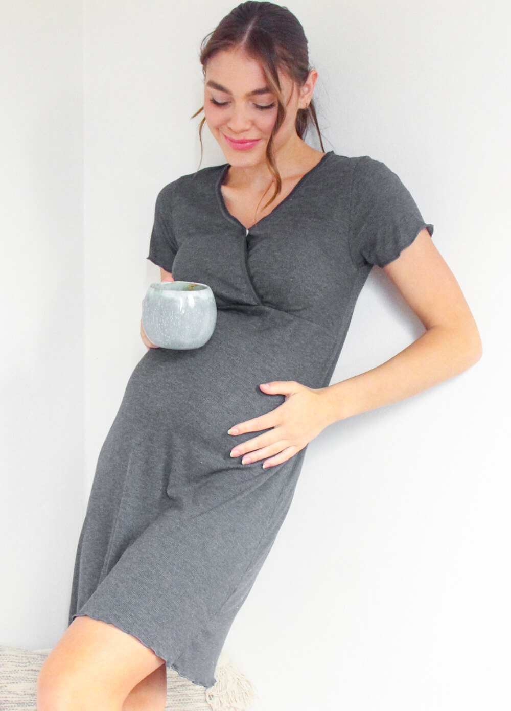 Lait & Co - Lavern Precious Times Nursing Dress in Charcoal