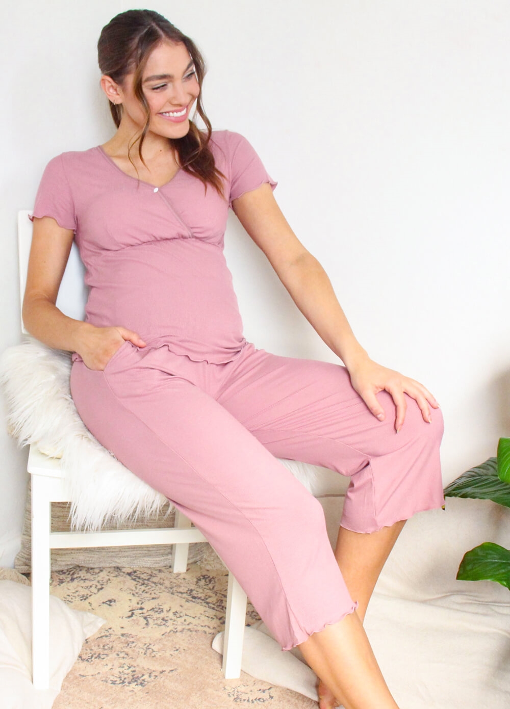 Lait & Co - Oriel New Mama Hospital Pyjama Set in Rose