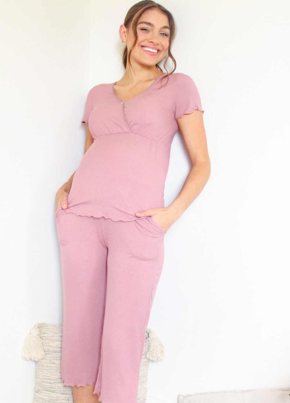 Lait & Co - Oriel New Mama Hospital Pyjama Set in Rose