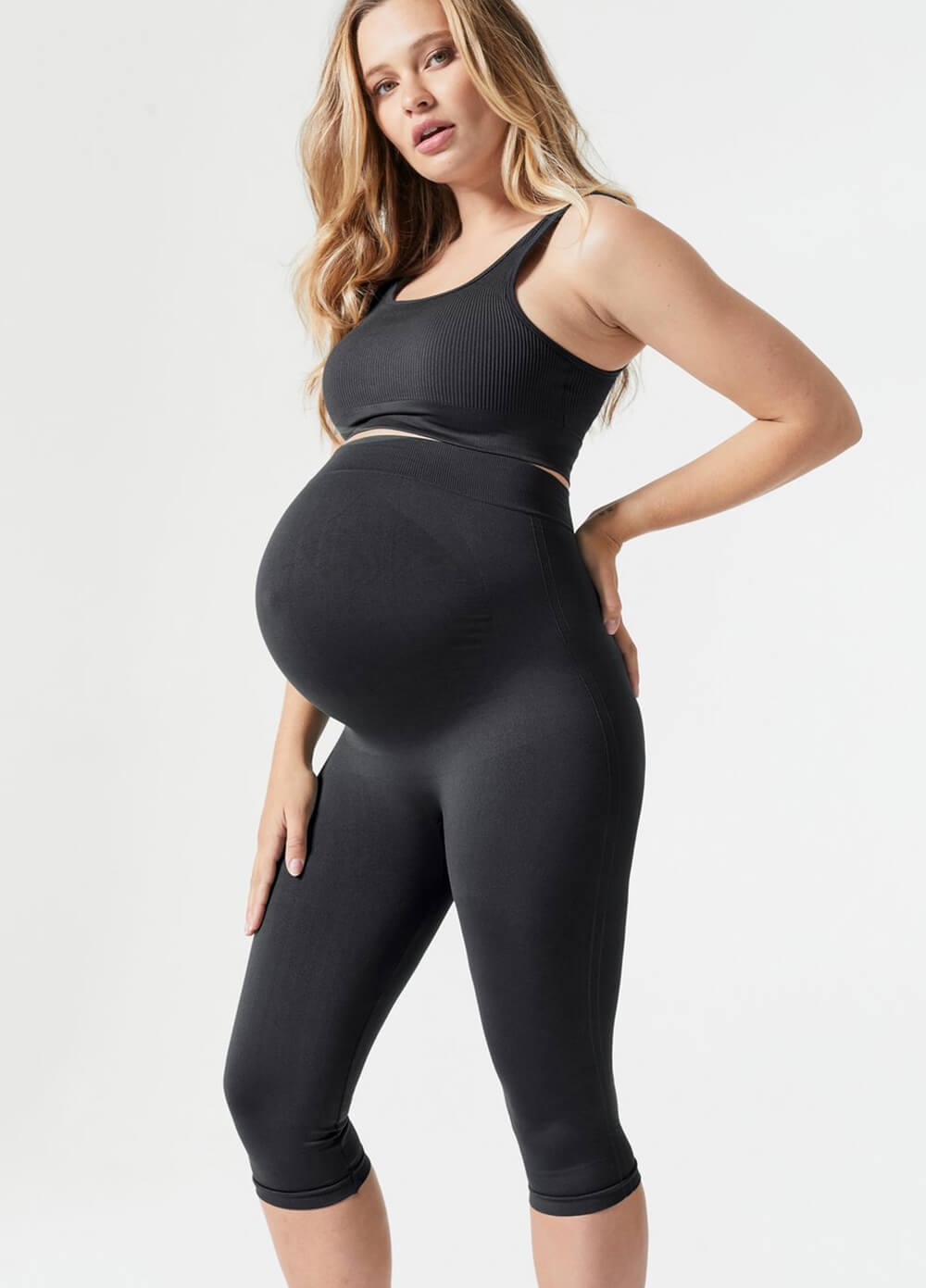 Blanqi Maternity Belly Support Crop Leggings - Black | Queen Bee