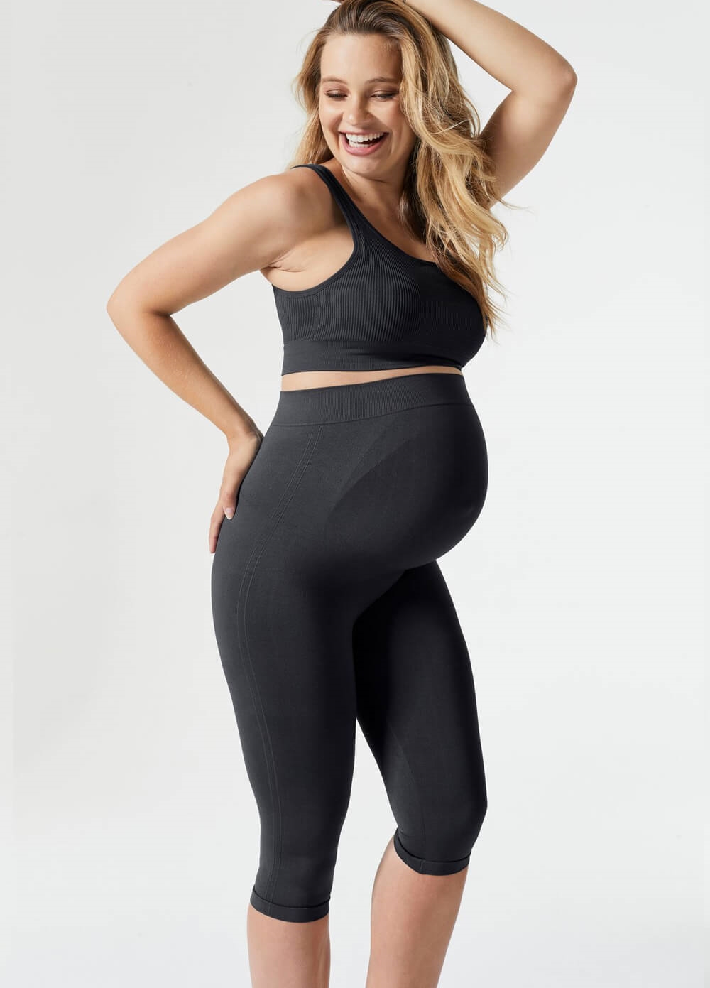 Blanqi Maternity Belly Support Crop Leggings - Black | Queen Bee