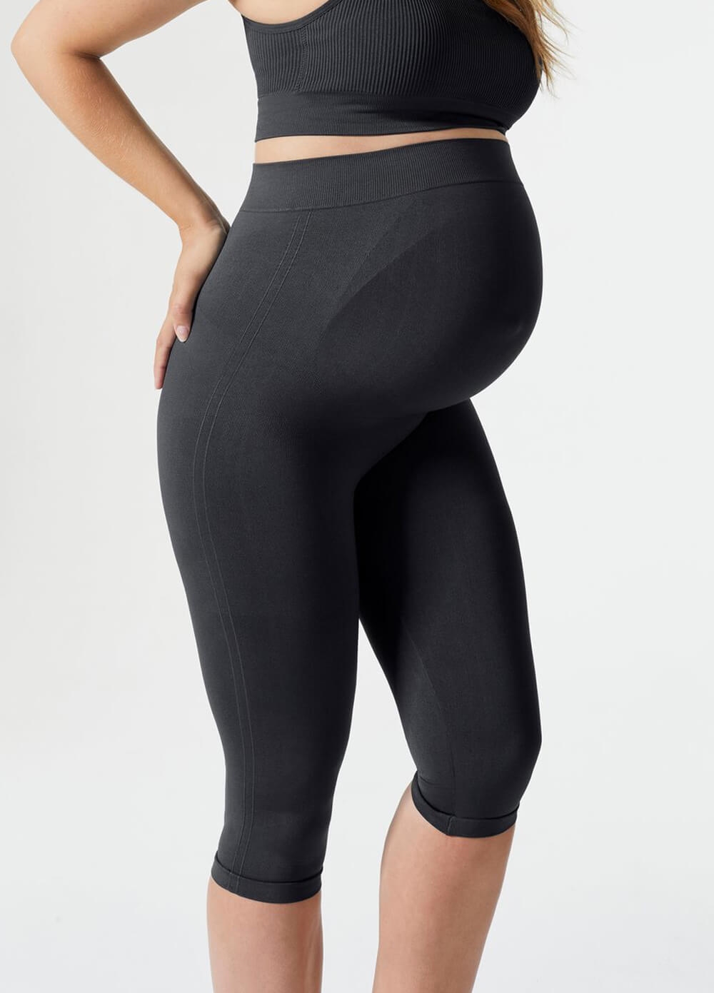 Blanqi Maternity Belly Support Crop Leggings - Black | Queen Bee