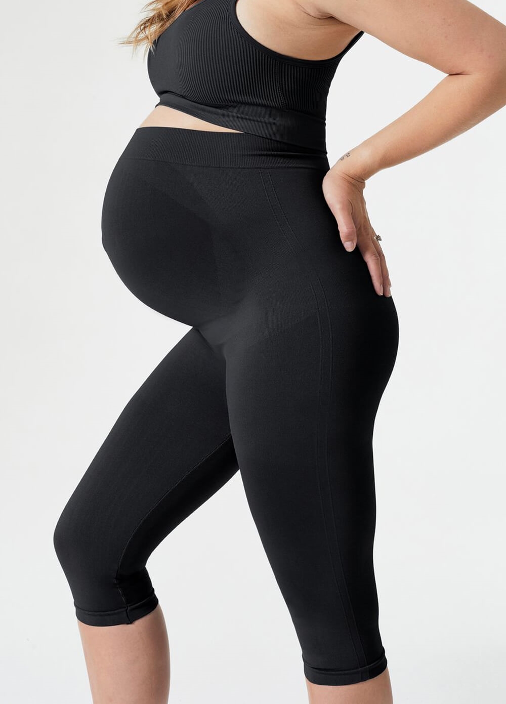 Blanqi Maternity Belly Support Crop Leggings - Black | Queen Bee