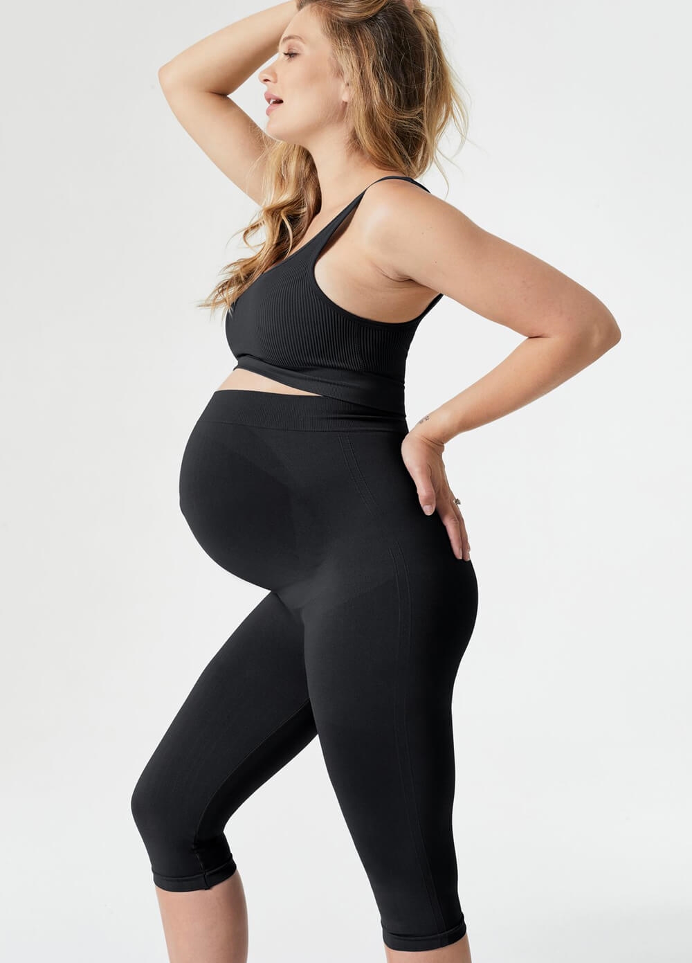 Blanqi Maternity Belly Support Crop Leggings - Black | Queen Bee