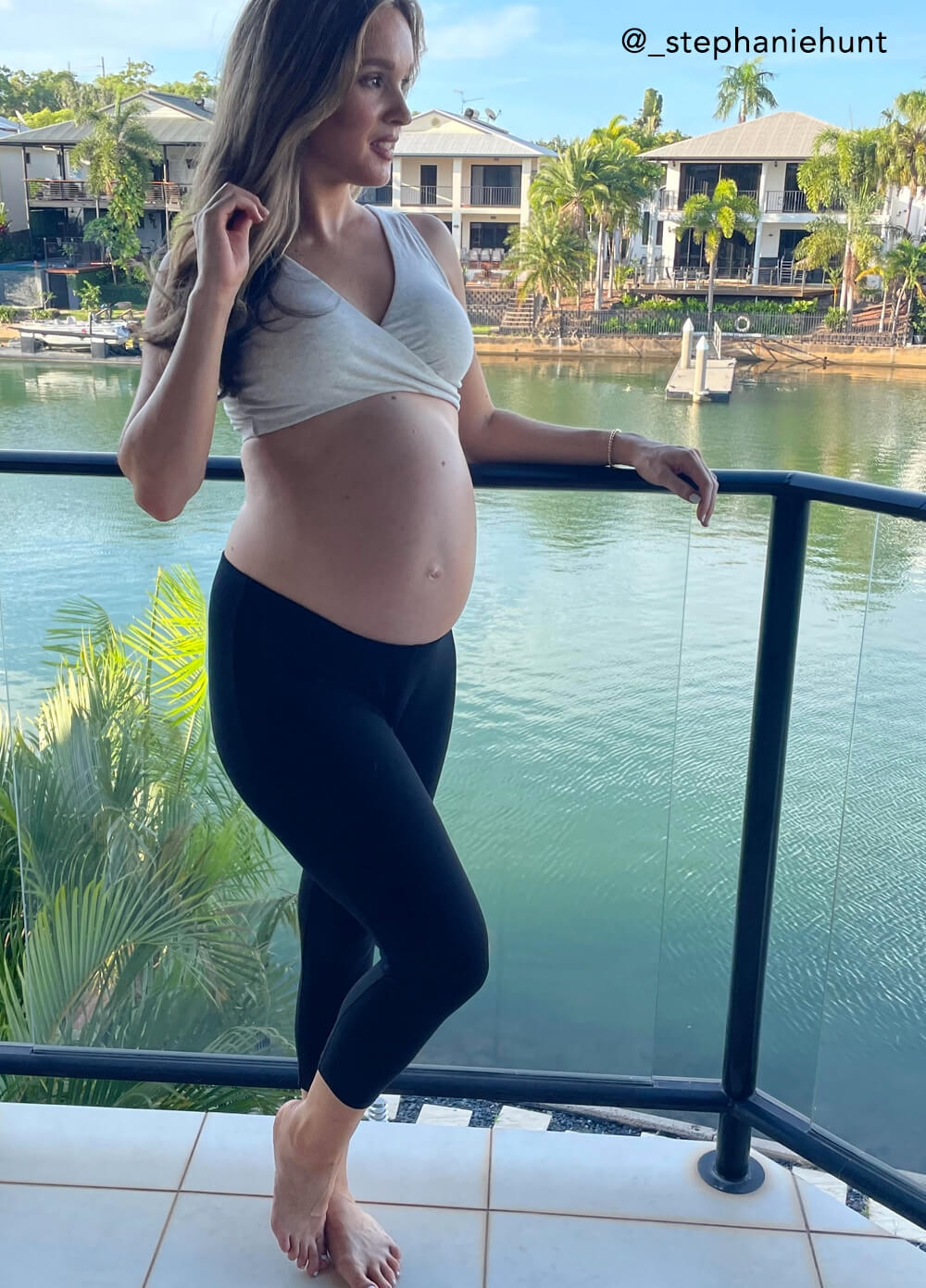 Oasis 3/4 Black Maternity Leggings by Trimester Clothing