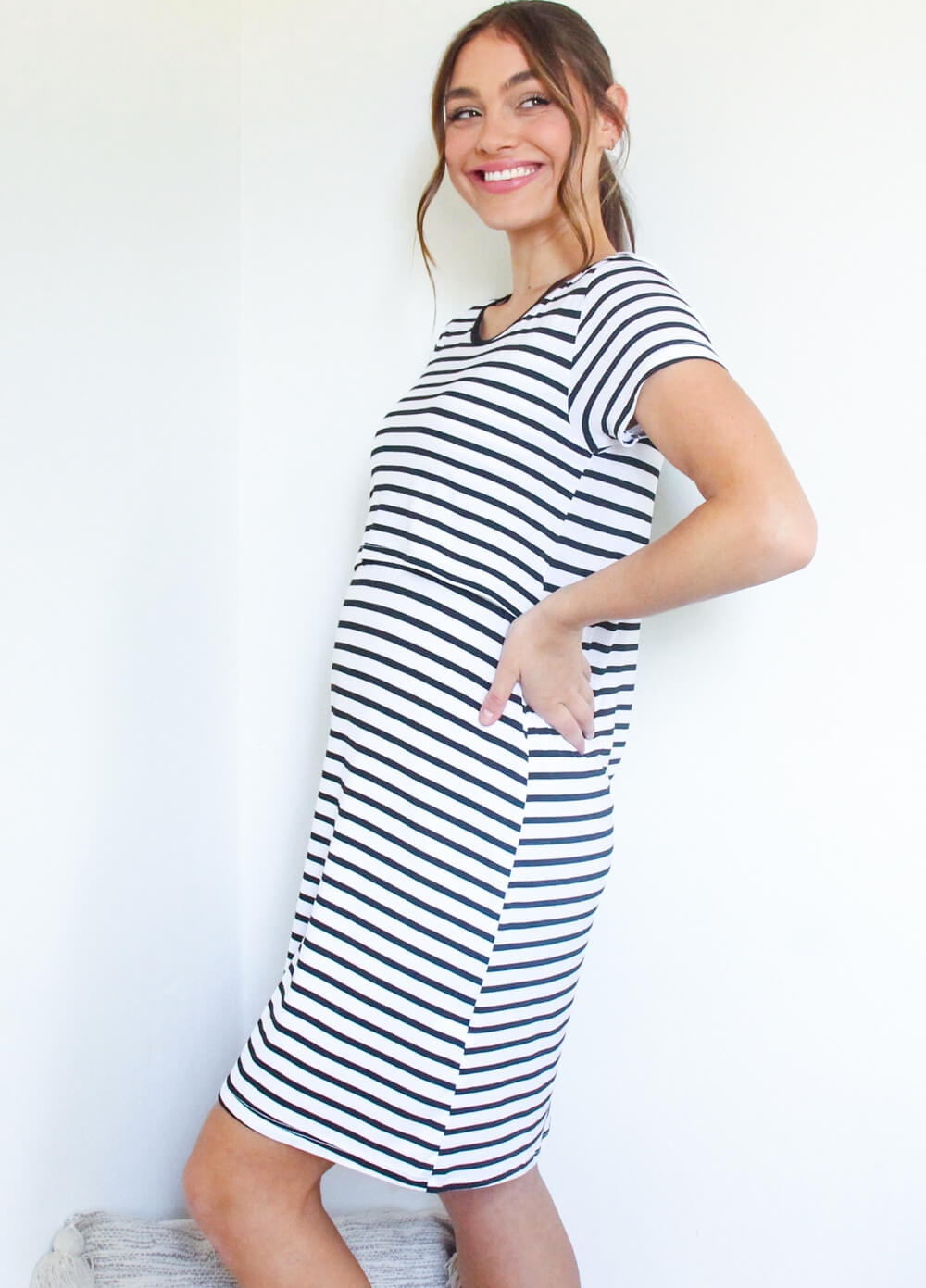 Lait & Co - Rive 'Everyday With You' Nursing Dress | Black Stripe