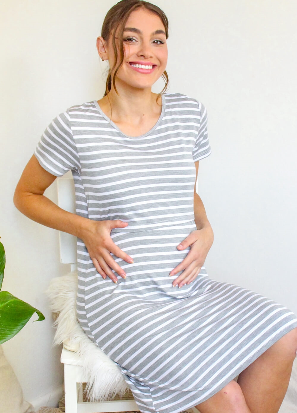 Lait & Co - Rive Everyday With You Nursing Dress | Grey Stripe