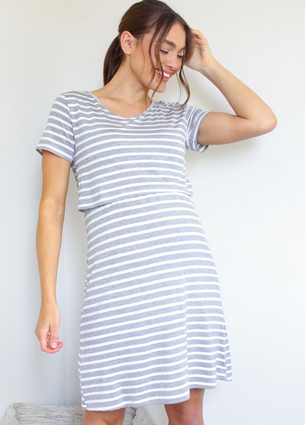 Lait & Co - Rive Everyday With You Nursing Dress | Grey Stripe
