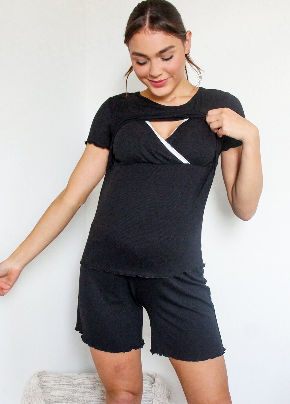 Diore Mama Made Short Set in Black by Lait & Co