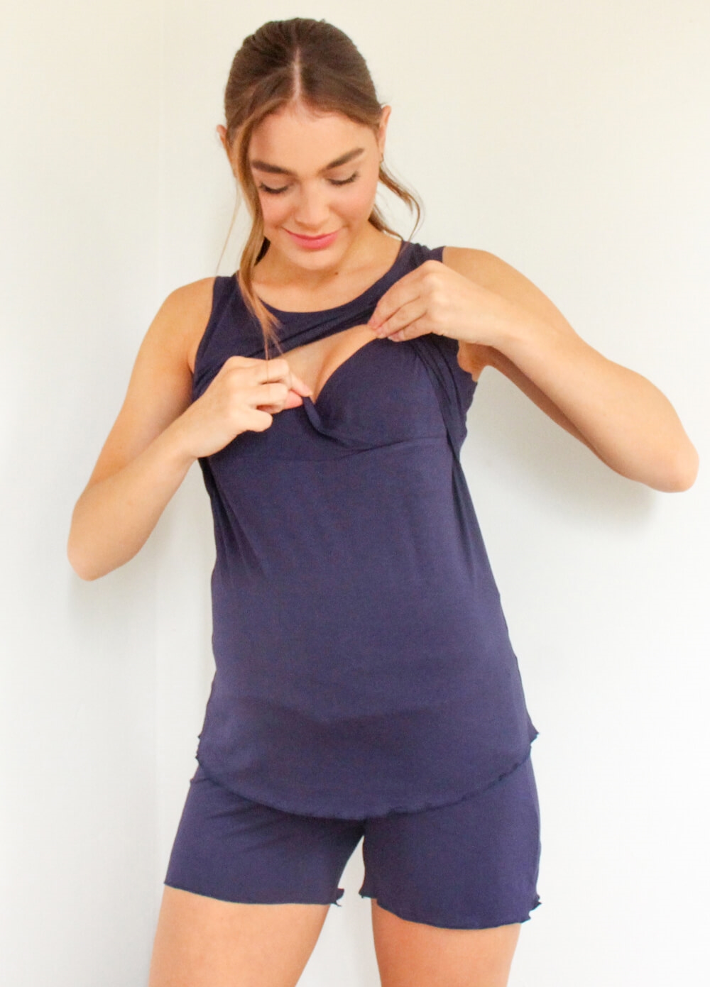 Lait & Co - Adel Twilight Maternity Nursing Sleep Short Set -Navy