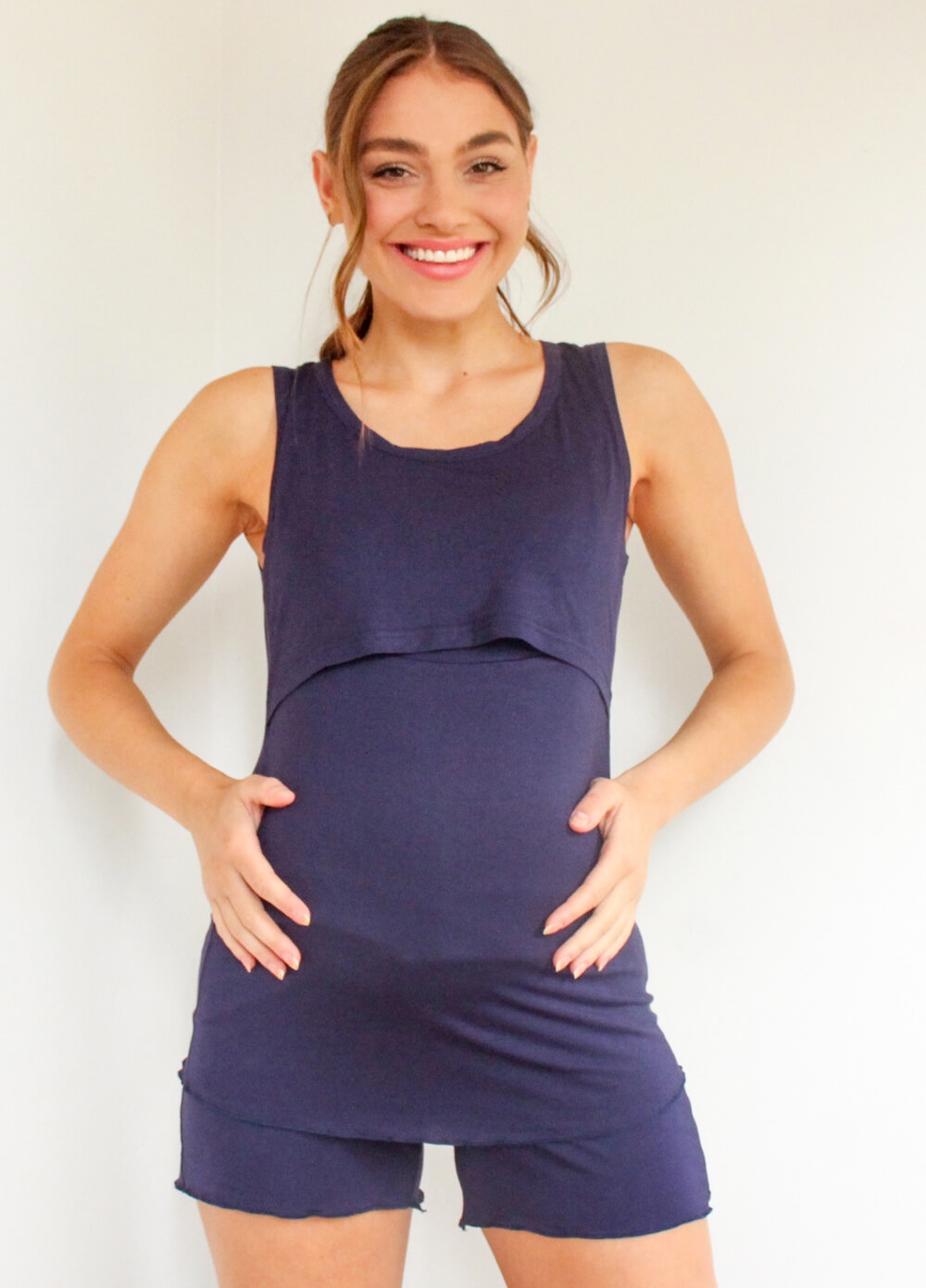 Lait & Co - Adel Twilight Maternity Nursing Sleep Short Set -Navy
