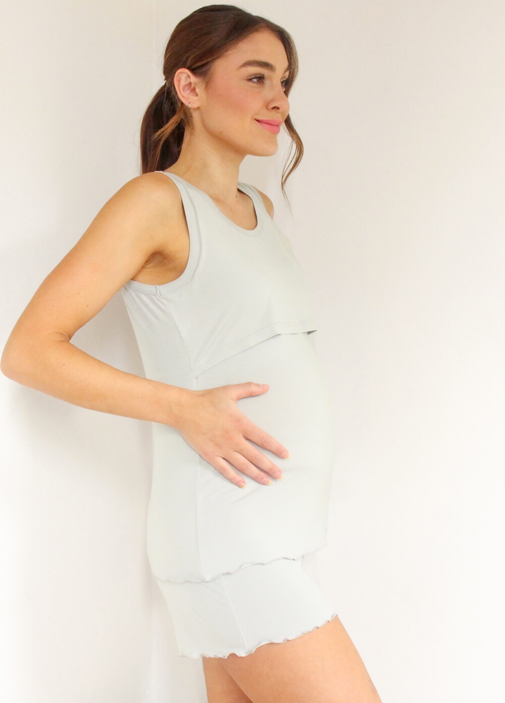 Lait & Co - Adel Twilight Maternity Nursing Sleep Short Set -Grey