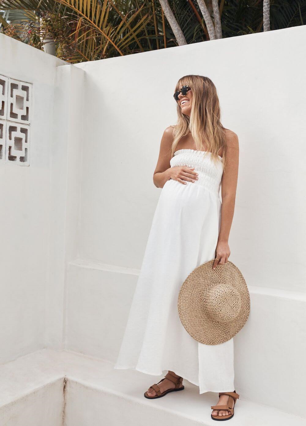 Legoe - Hvar Maternity Maxi Dress in White | Queen Bee