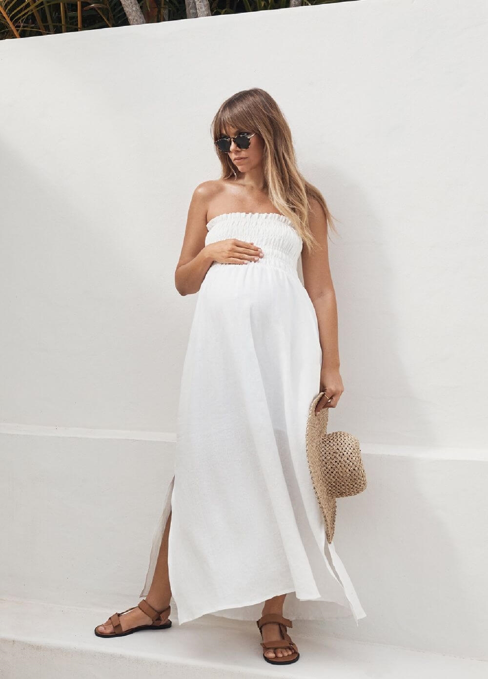 Legoe - Hvar Maternity Maxi Dress in White | Queen Bee