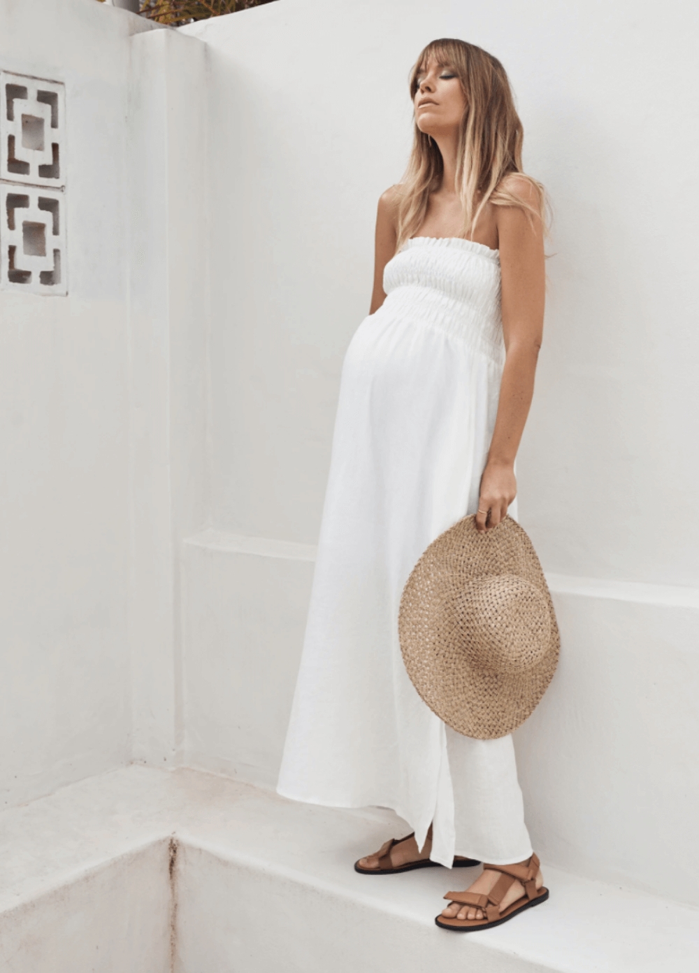 Legoe - Hvar Maternity Maxi Dress in White | Queen Bee