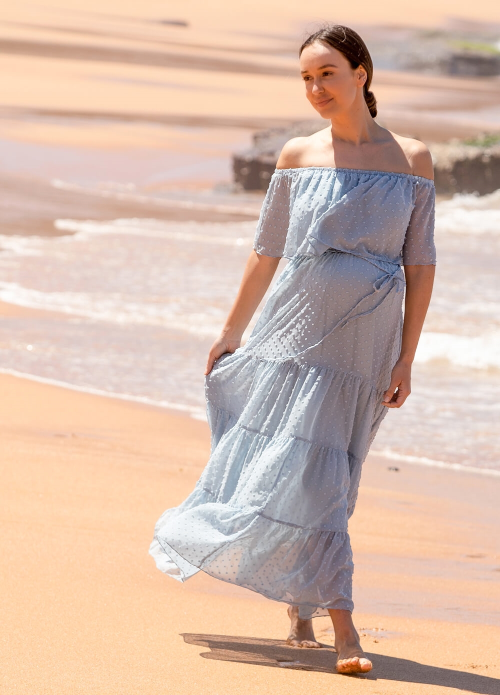 Lait & Co - Lily-Rose Flowing Maternity Maxi Dress in Sky Blue