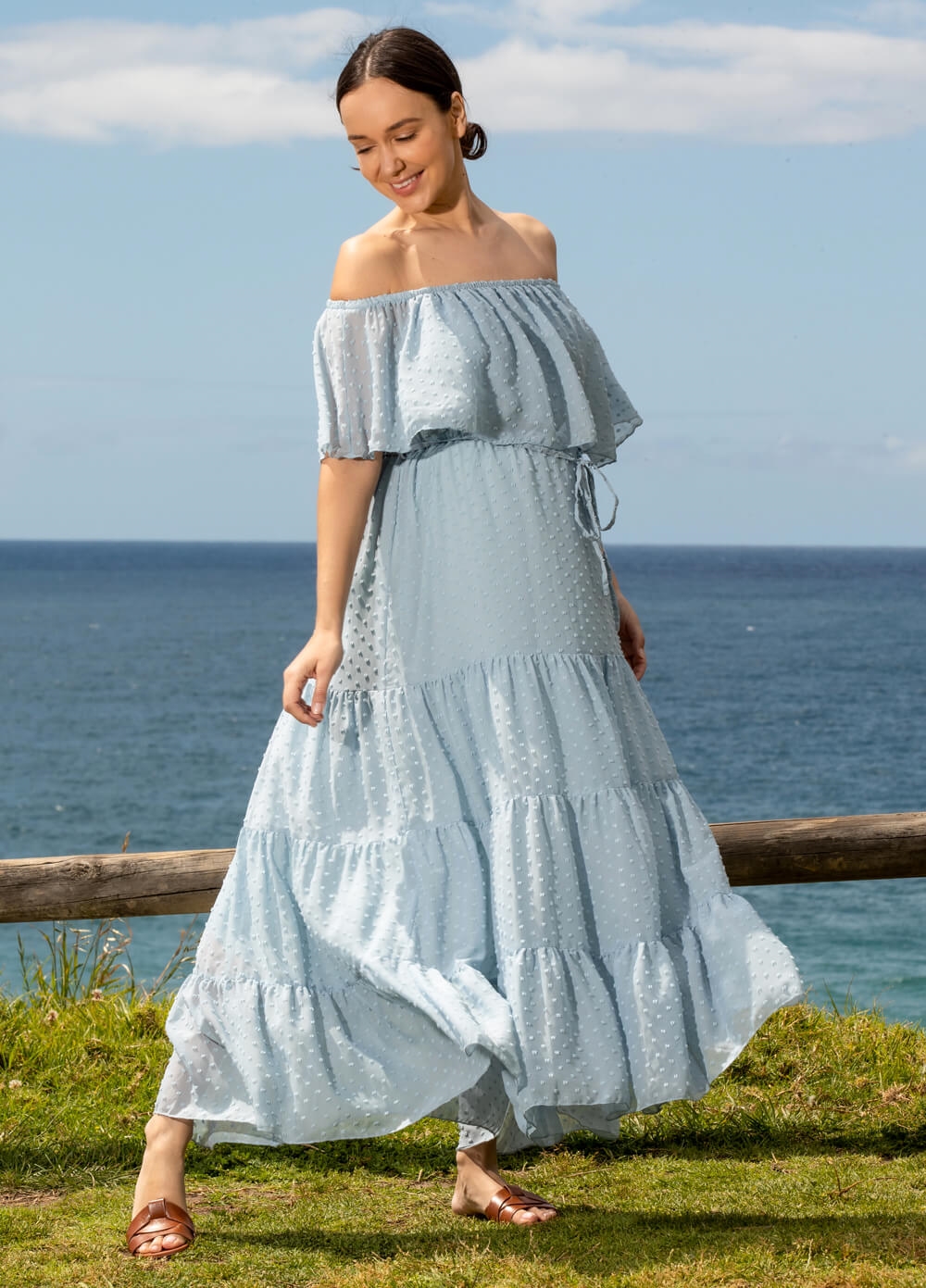 Lait & Co - Lily-Rose Flowing Maternity Maxi Dress in Sky Blue