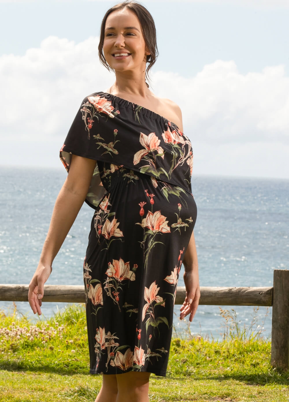 Floressa - Lyanna Off Shoulder Maternity Nursing Dress | Queen Bee