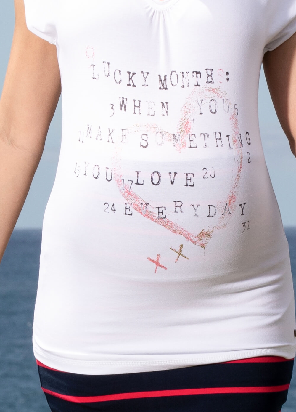Heart Print Maternity Tee in White by Esprit