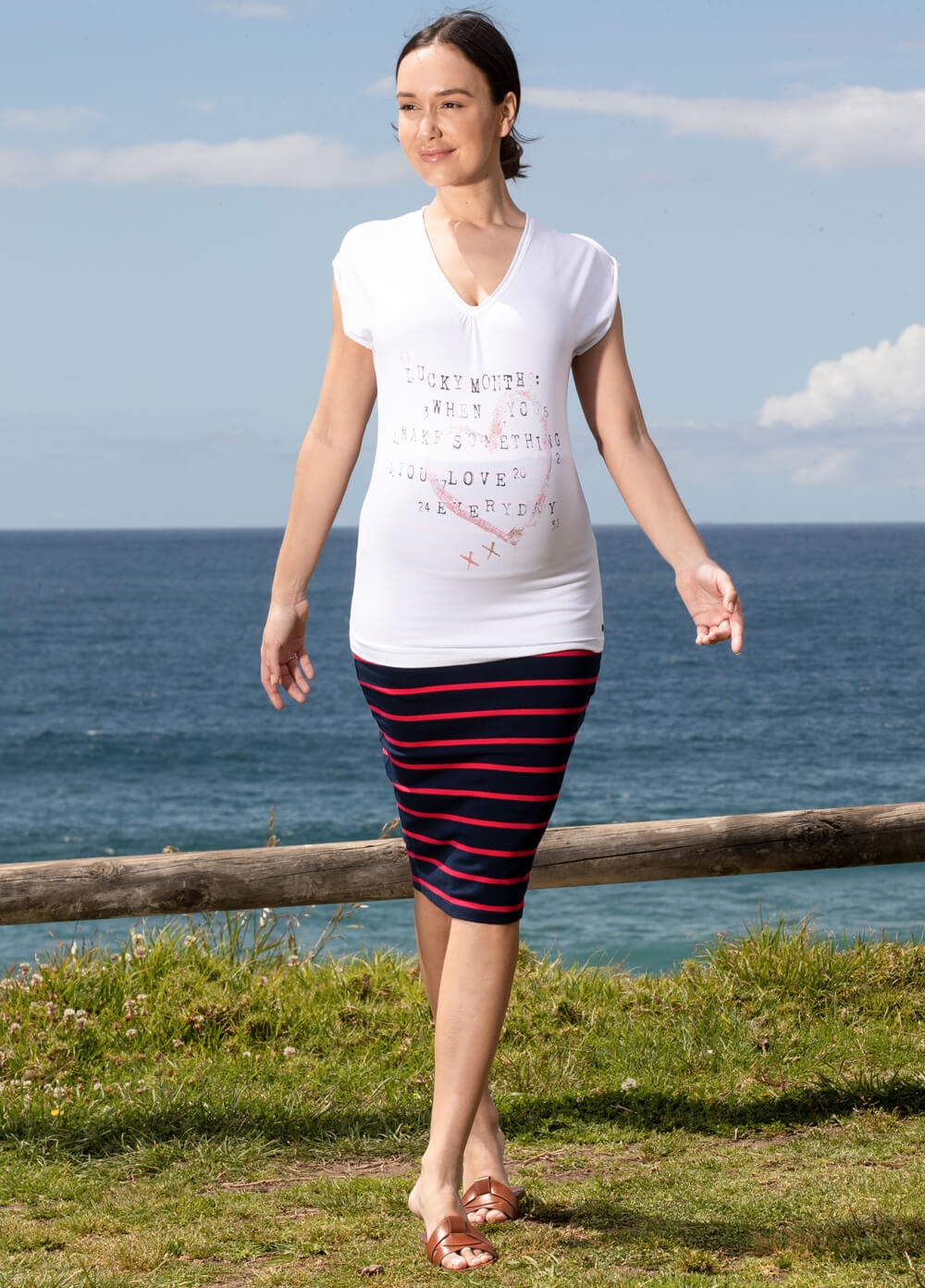 Heart Print Maternity Tee in White by Esprit