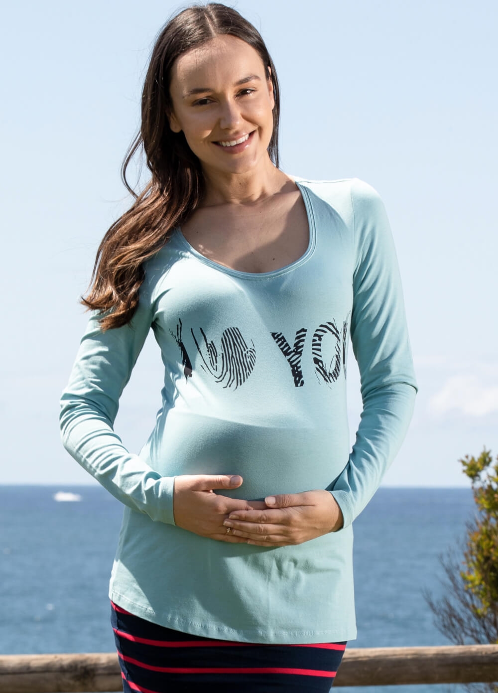 I Heart You Maternity Tee in Azul Blue by Esprit