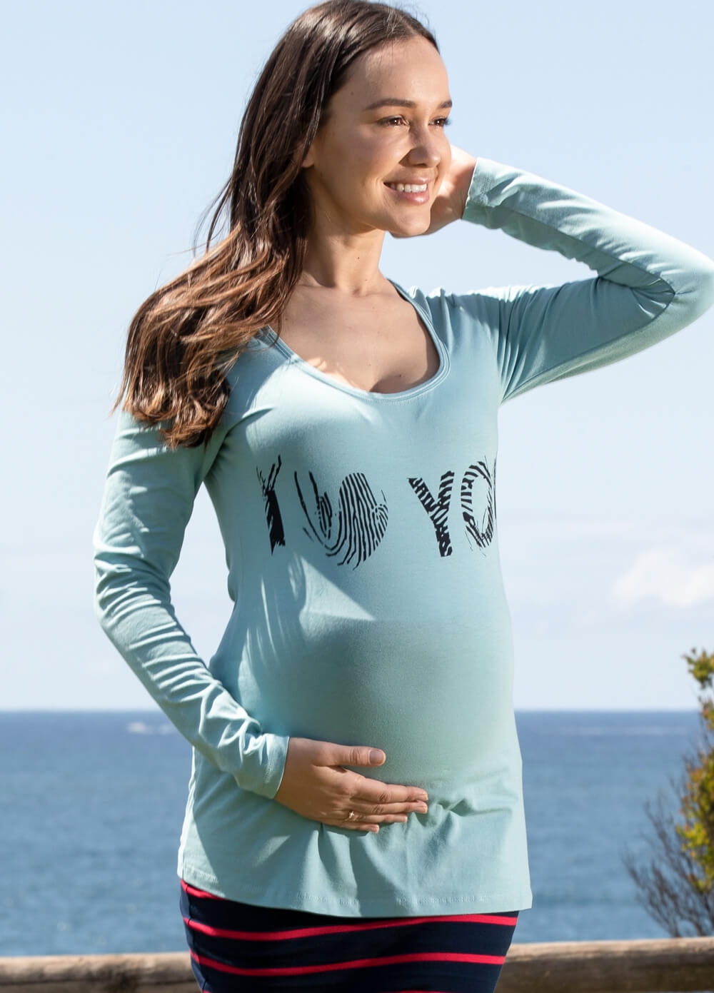 I Heart You Maternity Tee in Azul Blue by Esprit