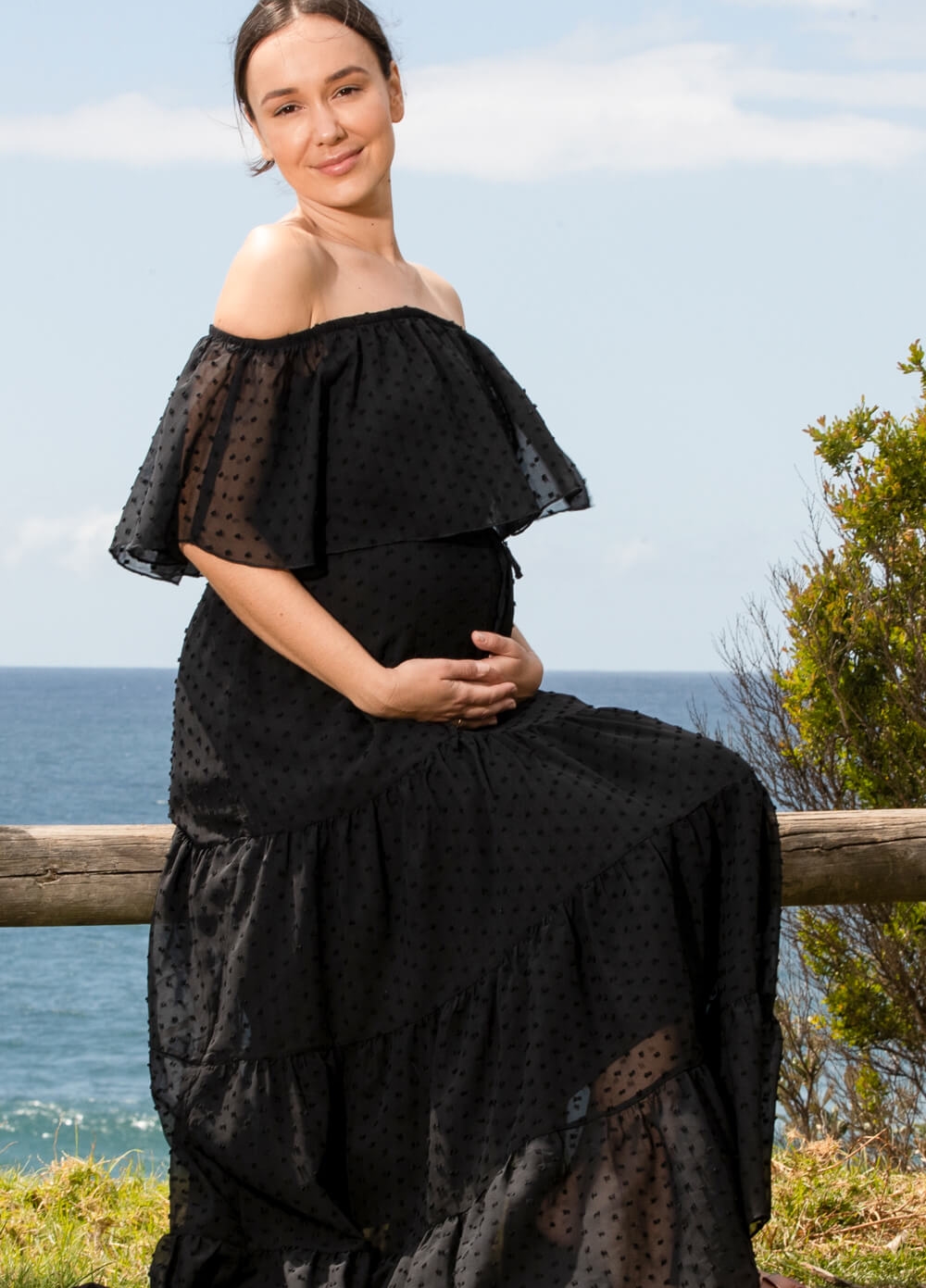 Lait & Co - Lily-Rose Flowing Maternity Maxi Dress in Black