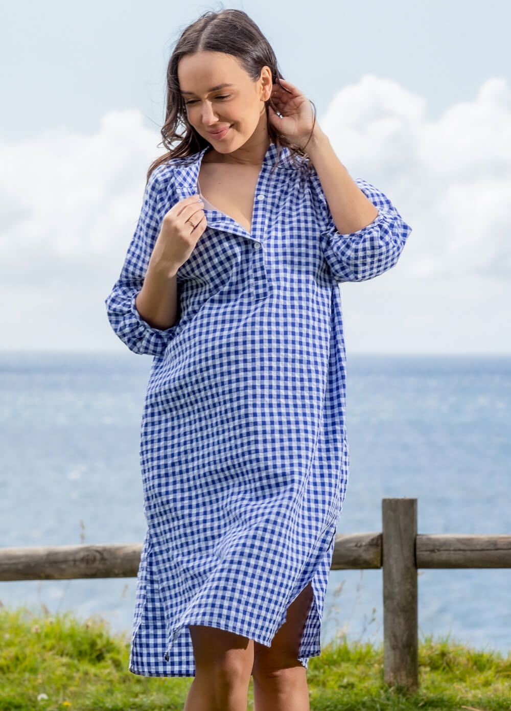 Lait & Co - Lacey-Mae Gingham Maternity Shirt Dress | Queen Bee