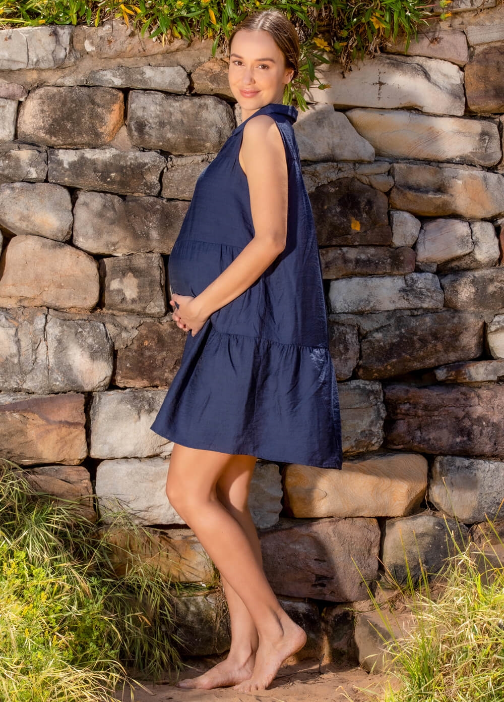 Lait & Co - Isla-Grace Button Tiered Maternity Dress | Queen Bee