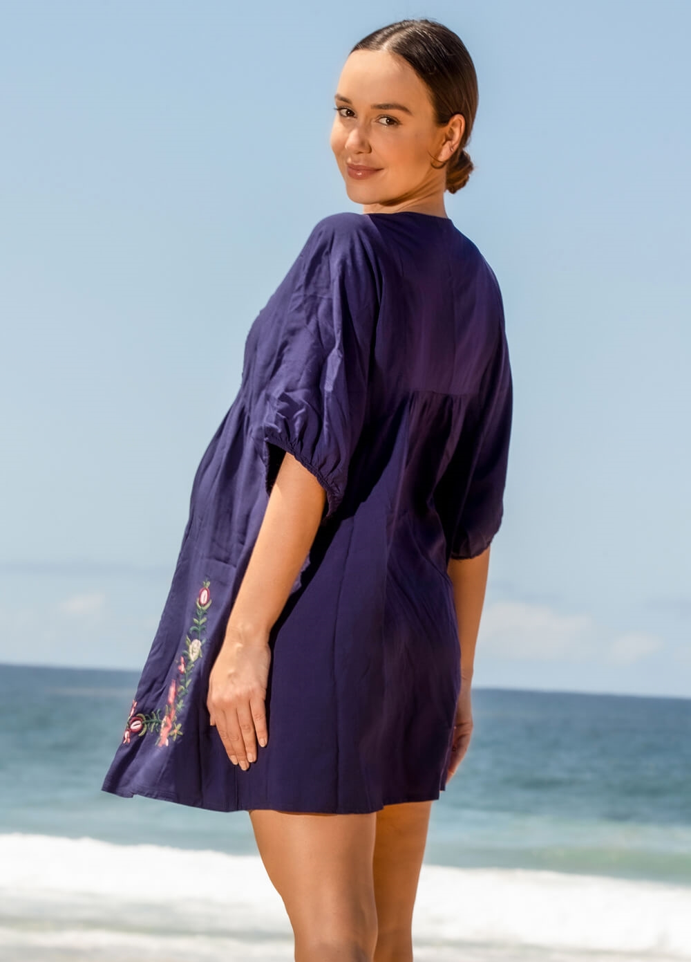 Lait & Co - Summer-Rose Destiny Floral Maternity Kaftan in Navy