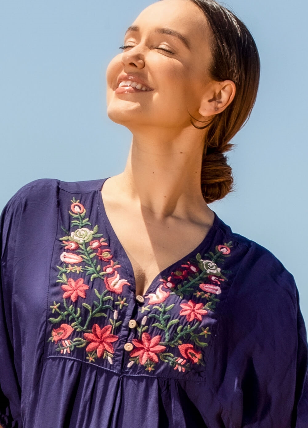 Lait & Co - Summer-Rose Destiny Floral Maternity Kaftan in Navy