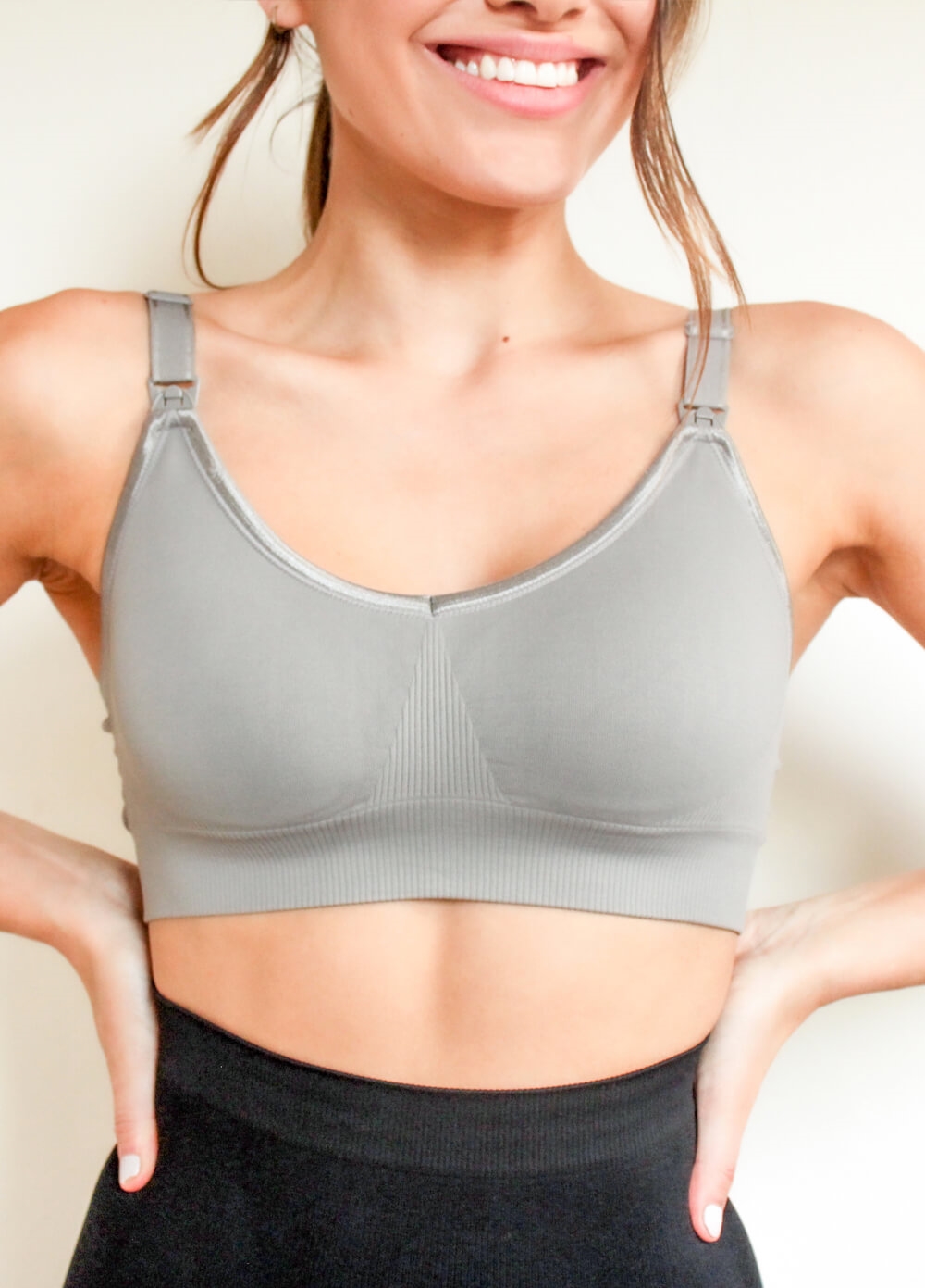 Queen Bee - Leonara Seamless Maternity Nursing Bra in Charcoal