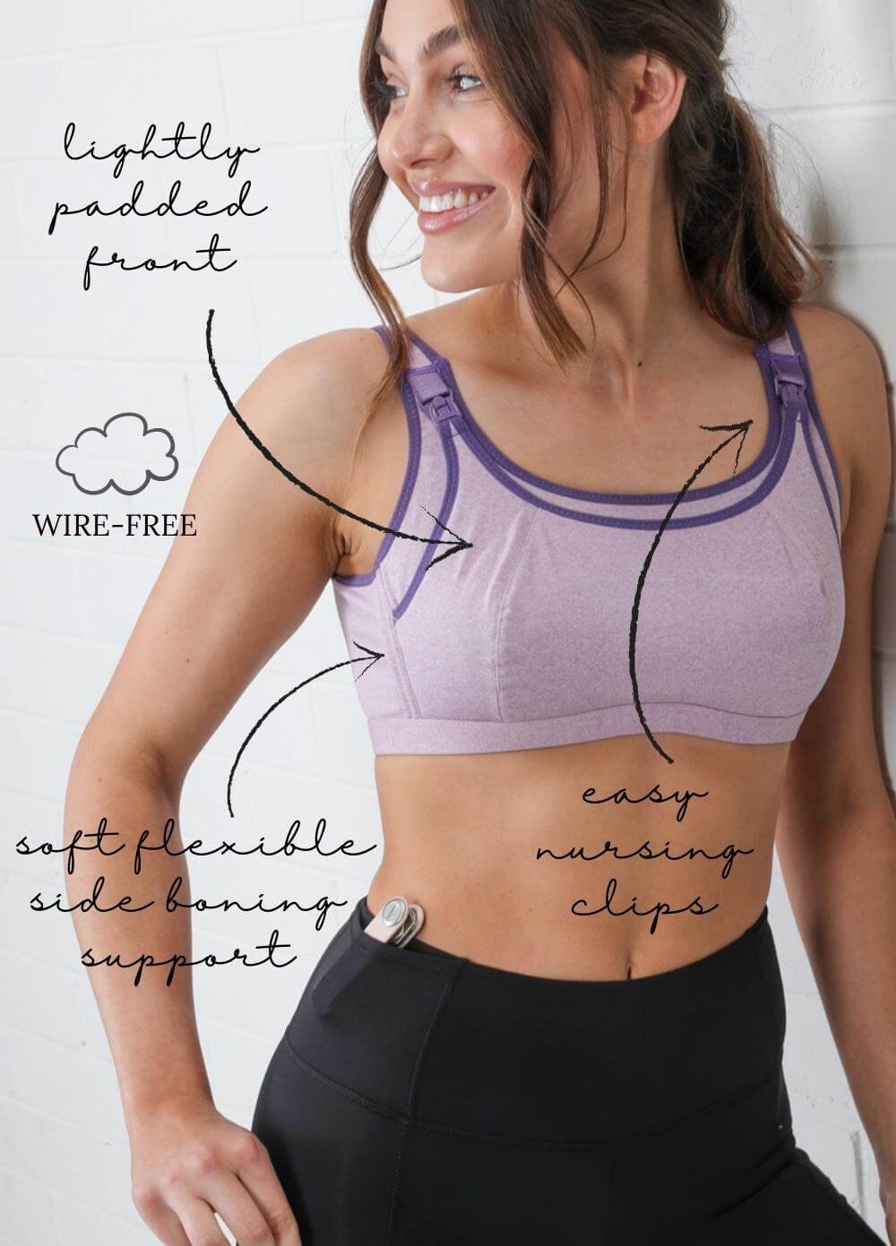 Queen Bee - Luka Maternity Nursing Sports Bra in Purple