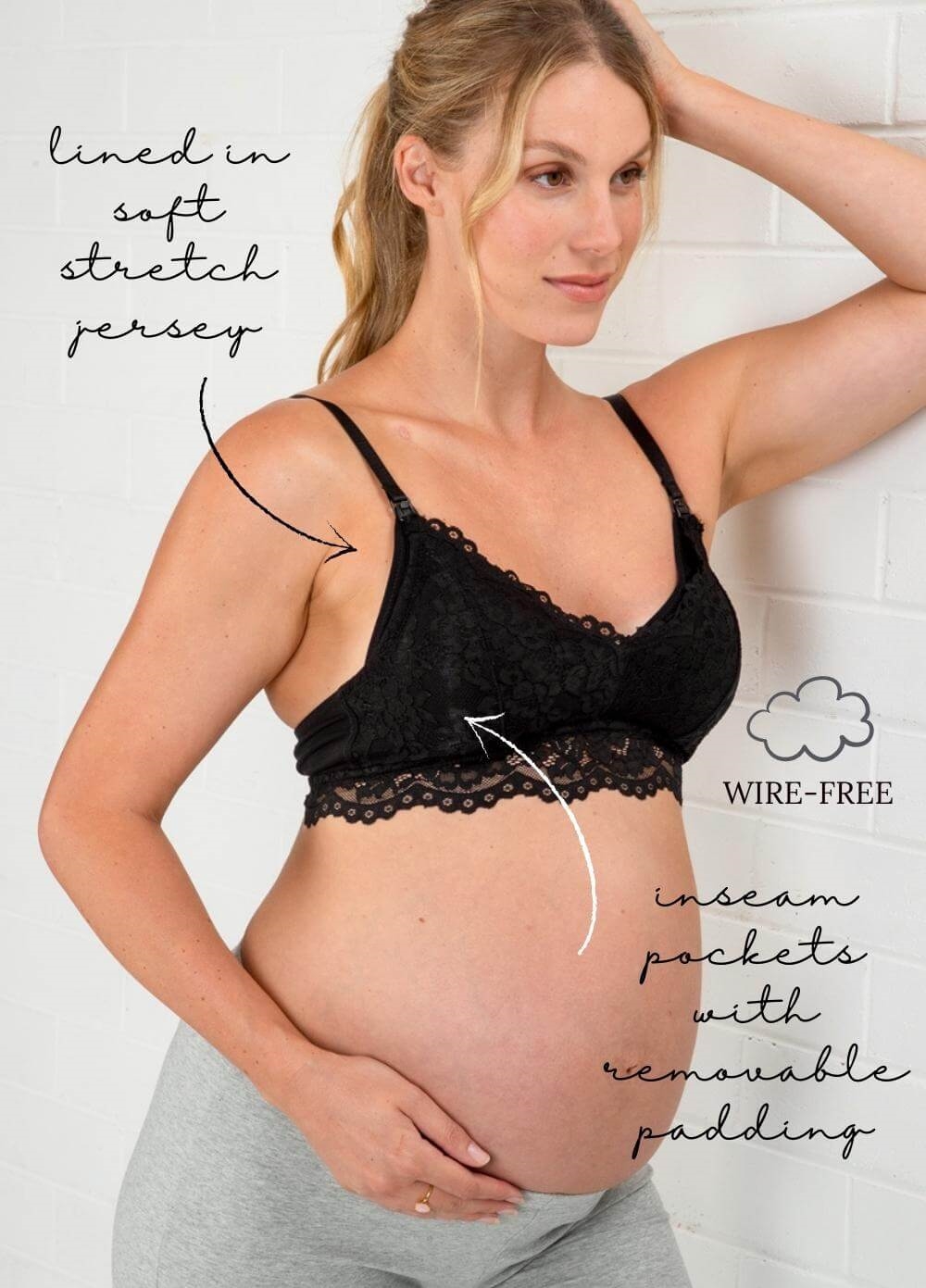 Queen Bee - Kady Lace Maternity Nursing Bra in Black