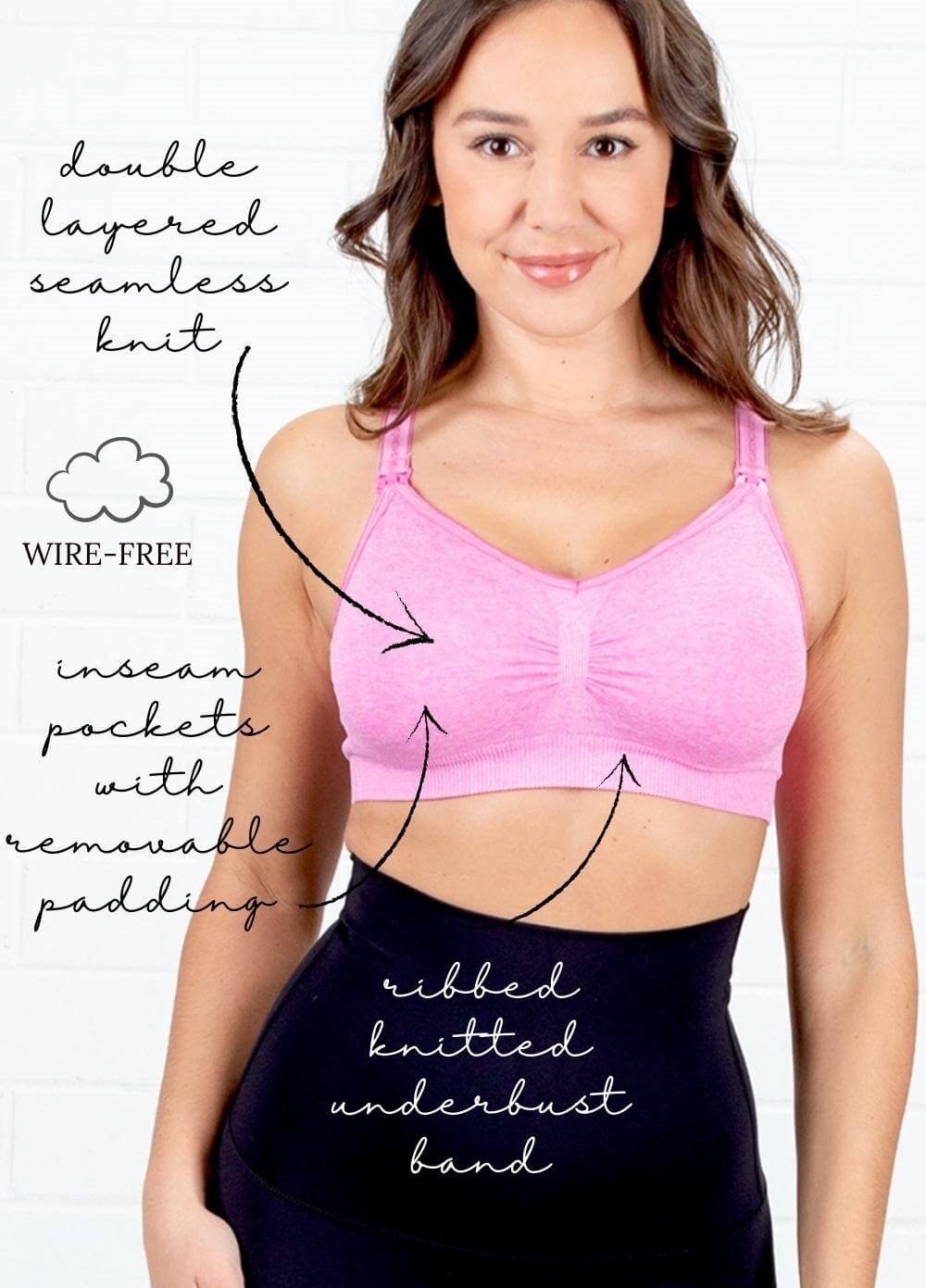 Queen Bee - Aries Nursing Sports Bra in Pink