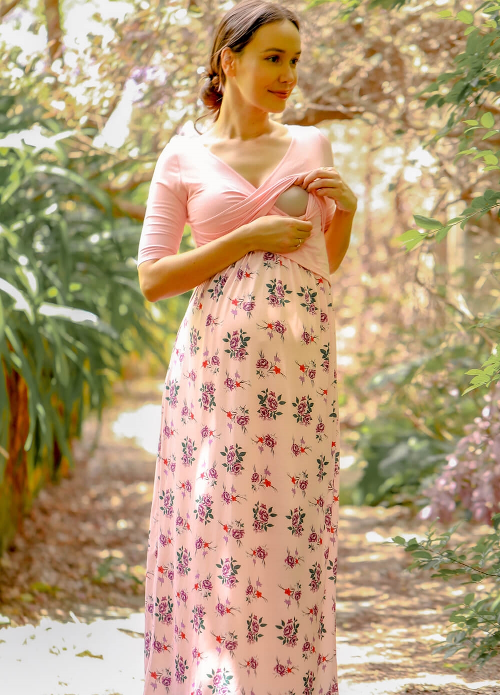 Floressa - Peony Crossover Maternity Nursing Maxi Dress