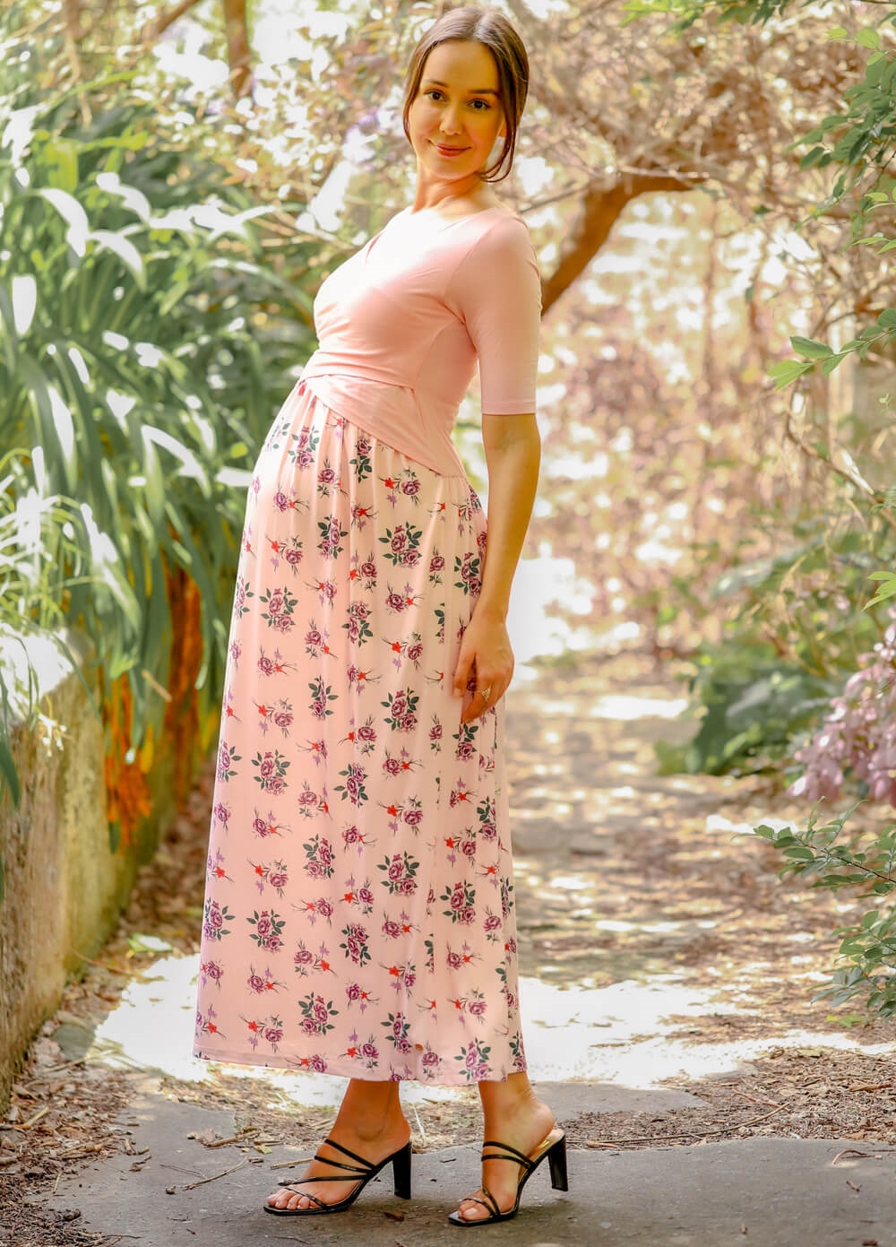 Floressa - Peony Crossover Maternity Nursing Maxi Dress